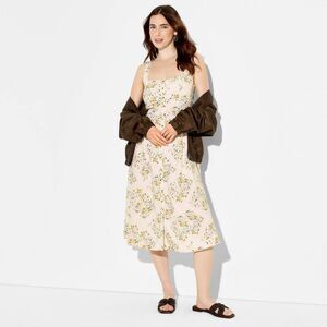 wild fable Cream Floral Strapless Dress